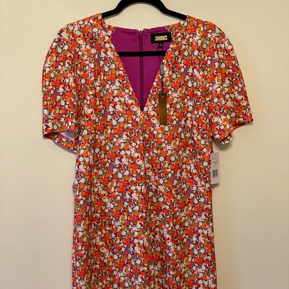 Alexia Admor NWT L floral dress summer orange maxi AOP Corpcore workwear green - Picture 2 of 8